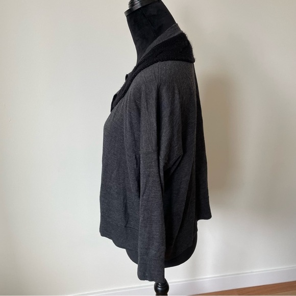 Piazza Sempione Gray Wool Button Front Wool Black Knit Neck Detail Cardigan 42 - Picture 2 of 11